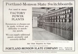 1916 Ad (j29) Portland=monson Slate Co.  Monson,  Maine.  Slate Railway Switchboard