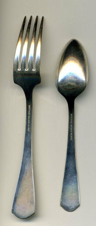 RARE IMPERIAL SILVER PLATE CHILDS FORK & SPOON W/ CLOWN HANDLE. 2