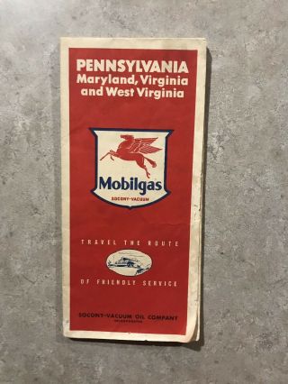 1946 Mobiloil Pennsylvania,  Maryland,  Virginia & West Virginia Road Map