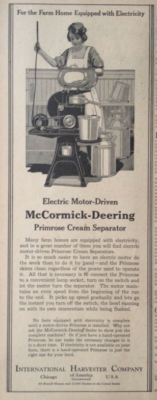 1923 Ad (xd23) International Harvester Mccormick - Deering Primrose Cream Separator