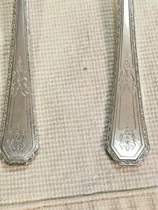 2 Vtg Wm Rogers Mfg Co Silver Plate AA Solid Serving Spoons Flatware Vintage 2