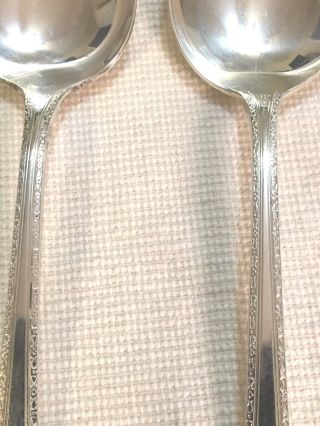 2 Vtg Wm Rogers Mfg Co Silver Plate AA Solid Serving Spoons Flatware Vintage 3