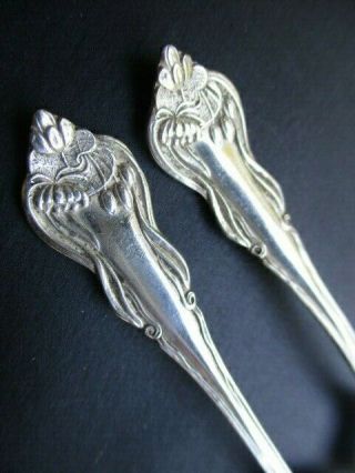 1905 Nenuphar Water - Lily Asco Silver Plate 2 Demitasse Spoons
