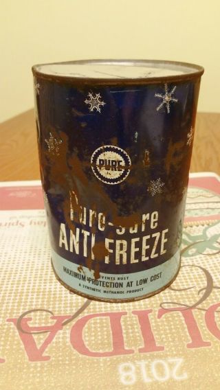 Rare Vintage Pure Oil Company Pure - Sure Anti Freeze Metal Quart Can