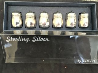 6 Vintage Vl Vincent Lollo Sterling Silver Mini Salt & Pepper Shakers W/ Box