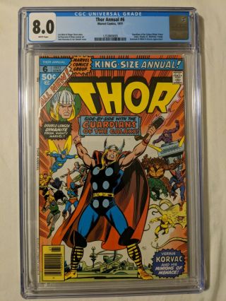 Thor Annual 6 1977 Cgc 8.  0 White Pages Guardians Of The Galaxy And Korvac App.