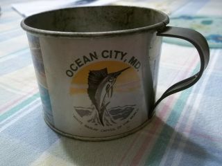 Ocean City Maryland Tin Coffee Cup Advertising Made In Hong Kong