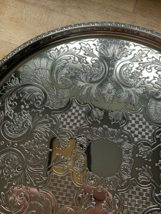 Vintage Round Silver Plated Tray 3