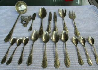 Vintage Spoons Knife Antique Abs Alpacca Germany Silver Plate Full Set