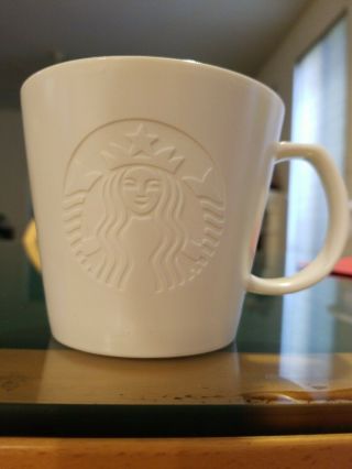 Starbucks 2015 Etched Mermaid Embossed Mug Cup White 12oz.