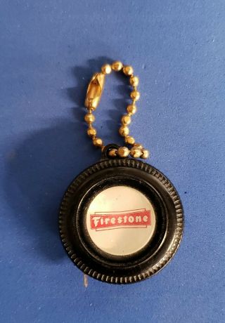Vintage Key Chain Fob Tire Tape Measure.  A & A Firestone,  San Antonio,  Tx.