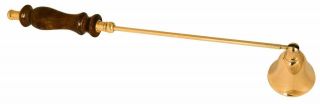 Candle Snuffer Extinguisher Brass Plate Wooden Polish Handle With Easy Grip 25cm