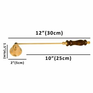 Candle Snuffer Extinguisher Brass Plate Wooden Polish Handle with Easy Grip 25cm 5