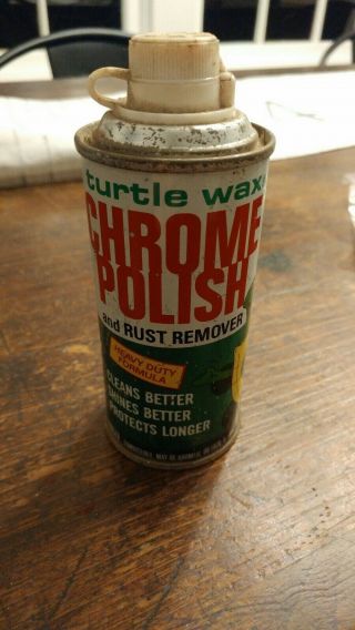 Vintage 1983 Turtle Wax Car Chrome Polish Rust Remover Can Almost Full