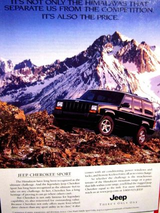 1999 Jeep Cherokee Sport Himalayas Print Ad 8.  5 X 11 "