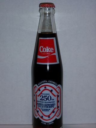 10 Oz Coca Cola Commemorative Bottle - 1986 Augusta Georgia 250th Birthday