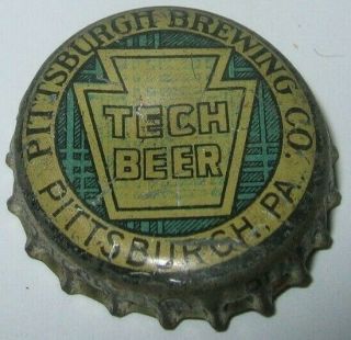 Tech Beer Bottle Cap; 1946 - 58; Pittsburgh,  Pa Tax Seal Keystone; Cork