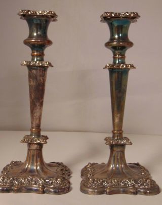 Pair Victorian Silverplate Copper Candlesticks Candleholders