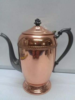 Vintage Fb Rogers Silver Co Coffee / Tea Pot Copper W/ Silver ? Handle & Spout