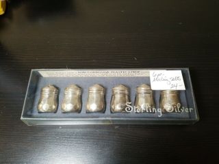 Set Of 6 Vintage Mini Sterling Silver Salt Pepper Spice Shakers W/ Box