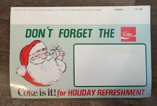 Vintage Coke Cooler Sticker - “don’t Forget The Coke” Christmas Advertisement