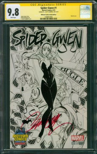 Spider Gwen 1 Cgc Ss 9.  8 Campbell Sketch Variant Cover Silk Spider Woman Movie