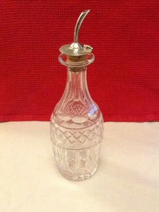 Hall Marked Silver Olive Oil Glass Bottle.