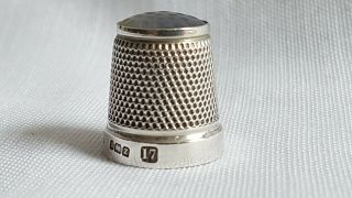 ANTIQUE 1924 GEORGE V STERLING SILVER THIMBLE STONE TOP HENRY GRIFFITHS & SONS 4