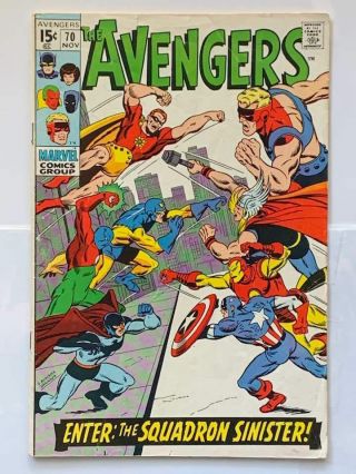 Marvel Avengers 70 (1969) 1st App & Origin Squadron Sinister / Supreme
