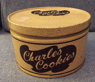 Vintage Charles Cookies Tin Can Charles Potato Chips Mountville,  Pa Shape