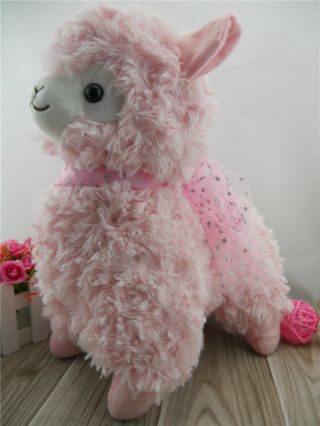 Cute Amuse Arpakasso Alpacasso 14 " Alpaca Plush Doll (pink) With Silk Ribbon Jp