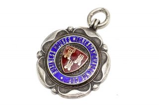 A Heavy Antique Sterling Silver 925 Enamelled Fob Medal Pendant 14152