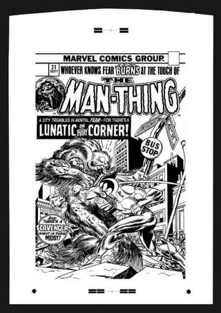 Gil Kane Man - Thing 21 Rare Large Production Art Cover