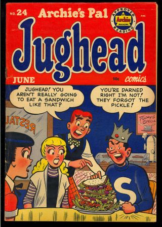 Archie’s Pal Jughead 24 Pre - Code Golden Age Teen Comic 1954 Vg - Fn
