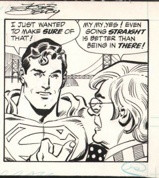 Jose Delbo Signed Superman,  Toyman 7 - 18 - 1984 Orig.  Comic Strip Art -