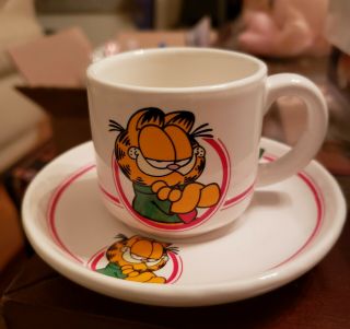 France Tropico Diffusion Garfield Ceramic Espresso Cup And Saucer Set