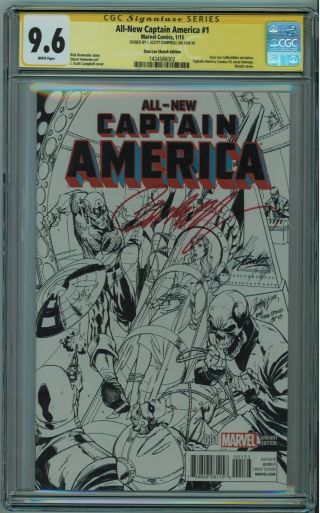 All - Captain America 1 Cgc 9.  6 Stan Lee Coll.  Exc.  Signed By Campbell