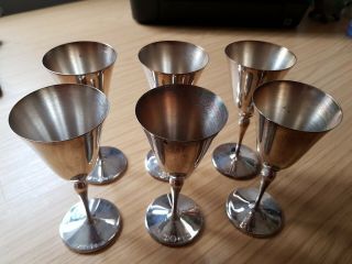 Vintage Silver Plated Wine Goblets - Set Of 6 - 5.  75 Inch