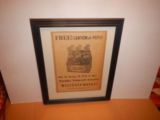 1964 Pepsi Carton Framed Print Ad