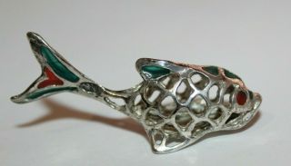 Faberge Design Imperial Russian Silver 84 Pendant With Enamel " Fish "