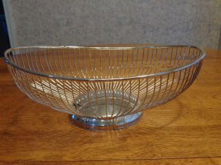 Vintage Leonard Silver Plate Oval Wire Bread Basket Hong Kong