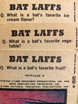 Bat Laffs Variation 2 - 1966 A&bc: Large © 55/55 Complete Set Batman Tv Joker
