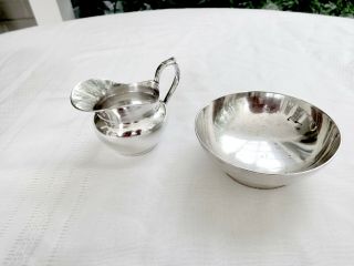 Antique Charles Christofle France Silverplated Cream Pitcher & Sugar Bowl