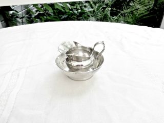ANTIQUE CHARLES CHRISTOFLE FRANCE SILVERPLATED CREAM PITCHER & SUGAR BOWL 2