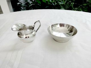ANTIQUE CHARLES CHRISTOFLE FRANCE SILVERPLATED CREAM PITCHER & SUGAR BOWL 3