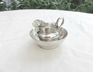ANTIQUE CHARLES CHRISTOFLE FRANCE SILVERPLATED CREAM PITCHER & SUGAR BOWL 4