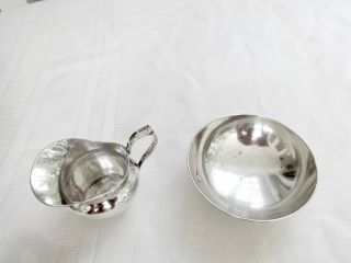 ANTIQUE CHARLES CHRISTOFLE FRANCE SILVERPLATED CREAM PITCHER & SUGAR BOWL 5