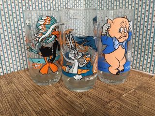 Vtg (4) 1979 Pepsi Collectors Glass Looney Tunes Tweety Road Runner Sylvester