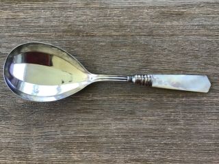 Vintage Ladle Spoon With Sterling Silver Collar And Mother Of Pearl Handle