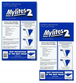 100 - E.  Gerber Mylites 2 Current / Modern 2 - Mil Mylar Comic Bags Sleeves 700m2
